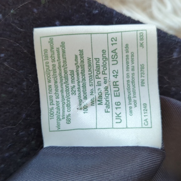 Navy Wool/Velvet Winter Coat - Picture 9 of 9